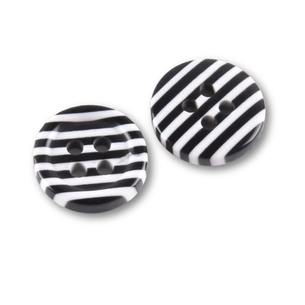 12.5mm Black and White Striped Buttons