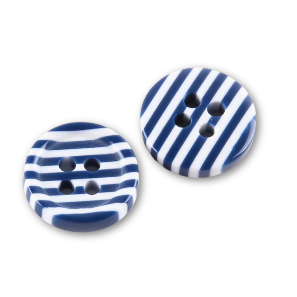 12.5mm Navy Blue and White Striped Buttons