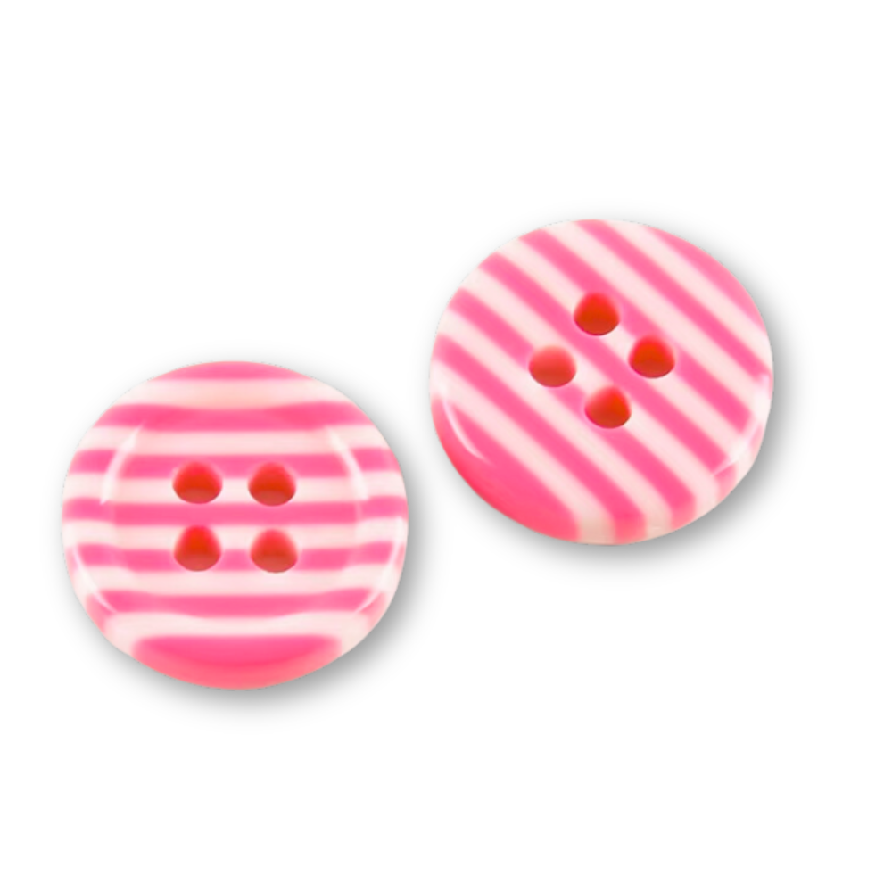 12.5mm Pink and White Striped Buttons