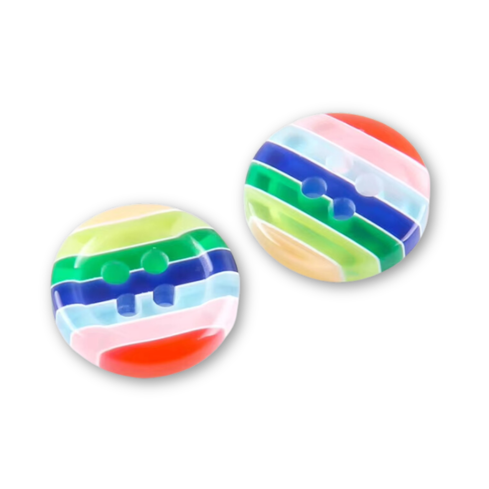 12.5mm Translucent Rainbow Striped 4 Hole Buttons