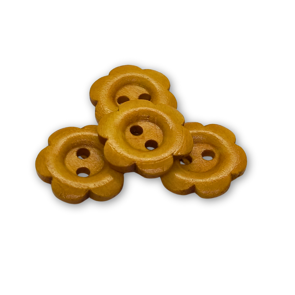 19mm Flower Shaped Wooden Buttons (10)