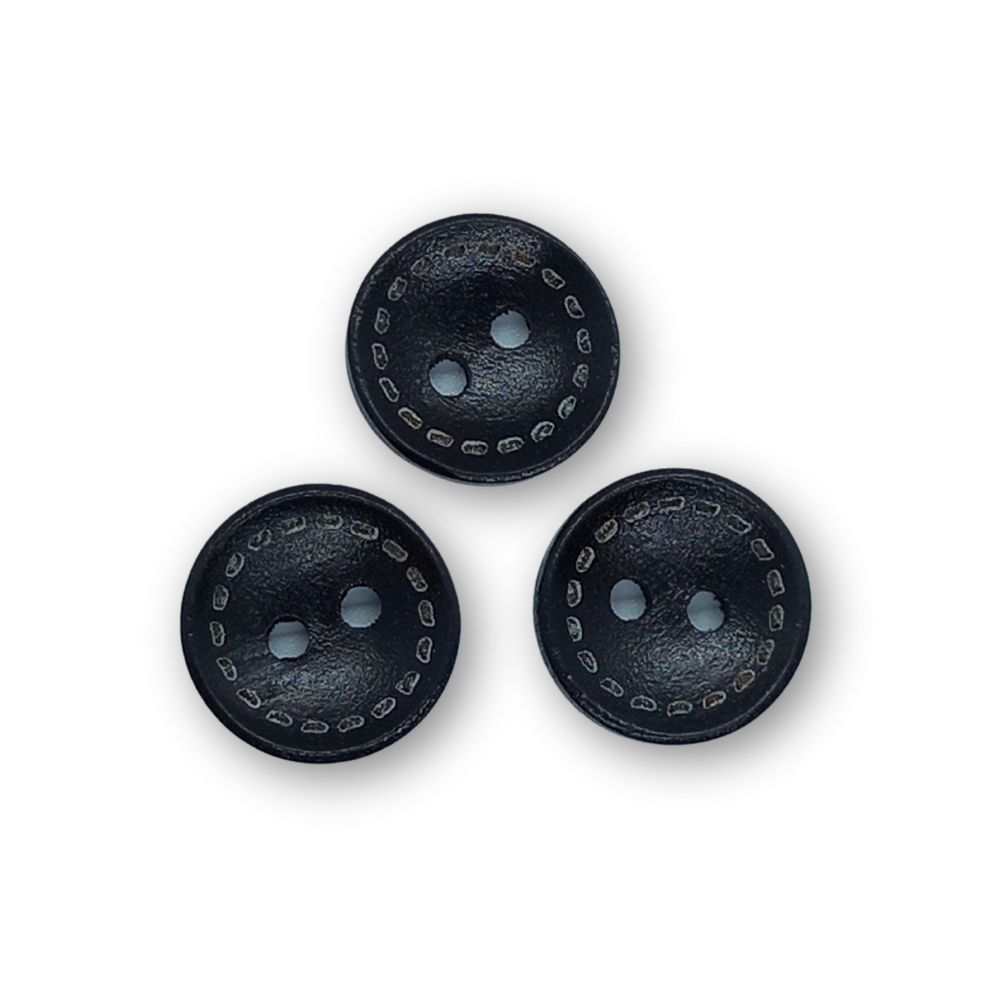 15mm Dark Brown/Black Wooden Stitch Buttons (12)