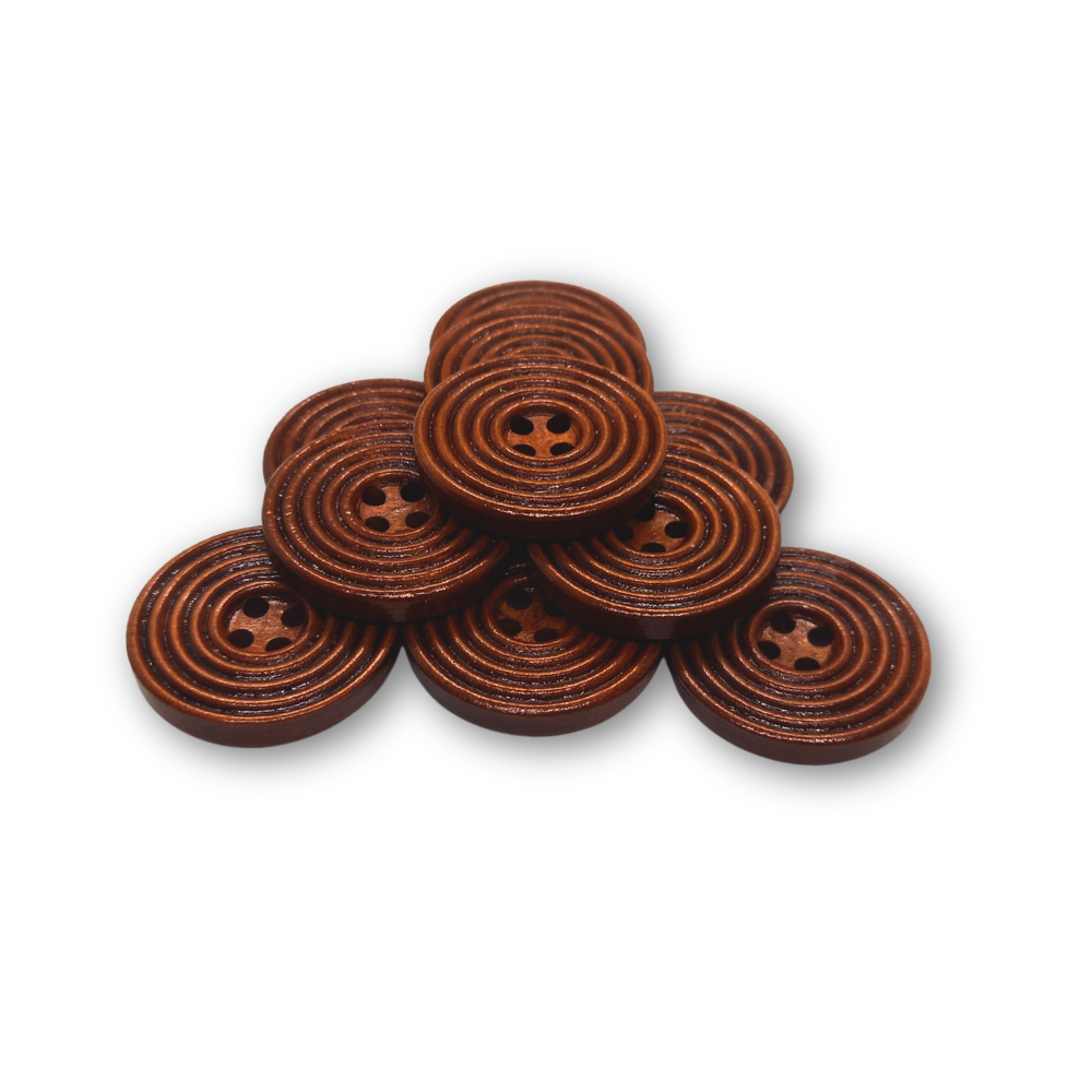 25mm Wooden Grooved Buttons (6)