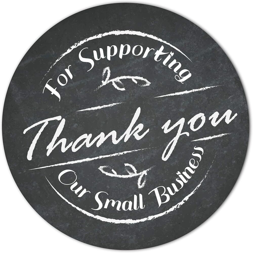 40mm Thank You for Supporting Our Small Business - Black Chalkboard (24 Pack)