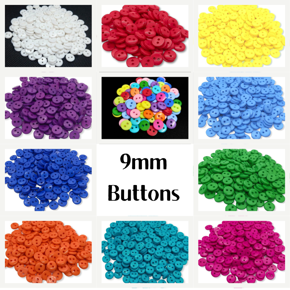 9mm Buttons - Various Colours (50)
