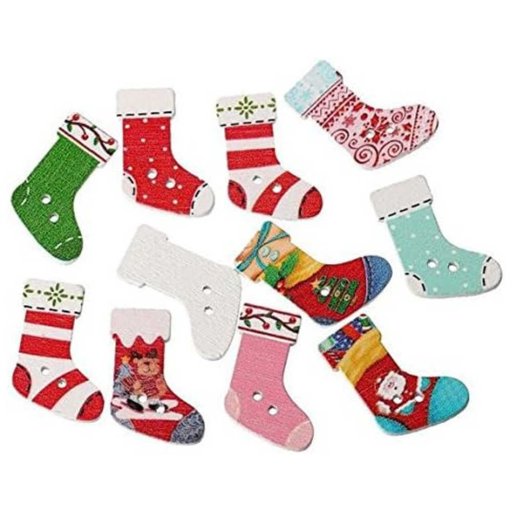 30mm Christmas Stocking Buttons (Pack of 12)