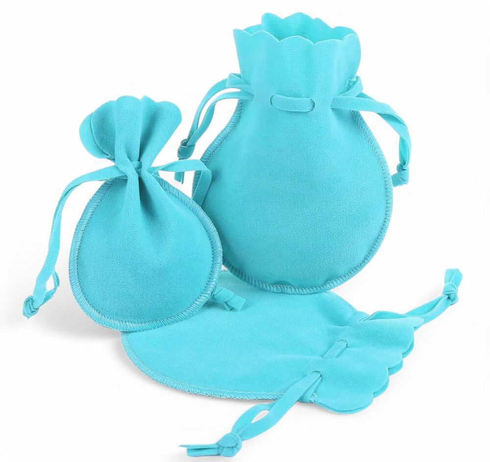 Teal Drawstring Velvet Gift Bags 9 x 7cm (Pack of 4)