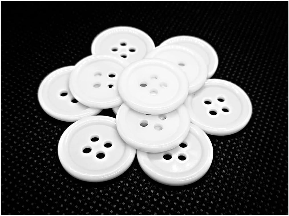 White Round 4 Hole Buttons - 11mm, 15mm, 20mm or 25mm