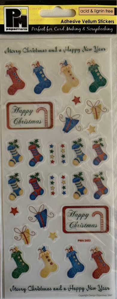 J329 Papermania Adhesive Xmas Vellum Stickers - Traditional Stockings