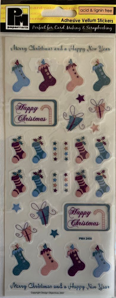 J330 Papermania Adhesive Xmas Vellum Stickers - Contemporary Stockings