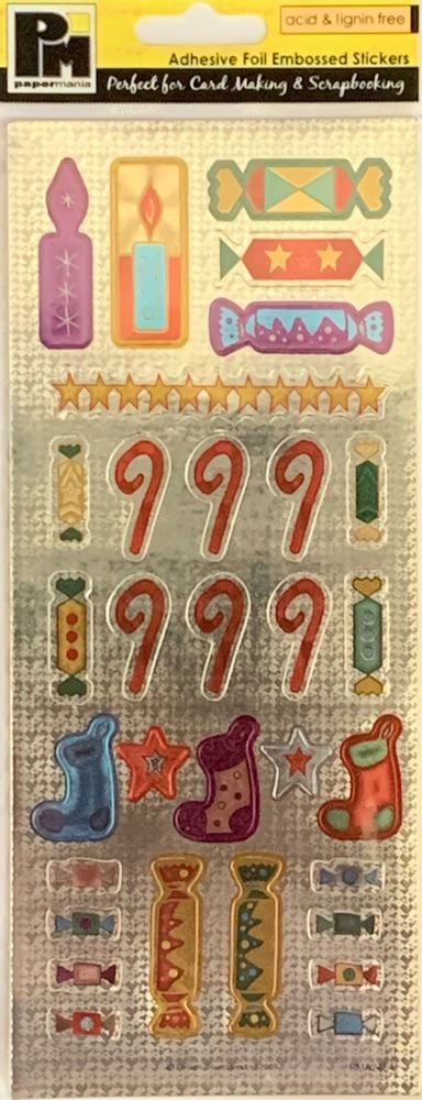 J339 Papermania Foil Embossed Stickers - Christmas Presents