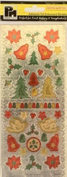 J342 Papermania Foil Embossed Stickers - Holly & Poinsettia