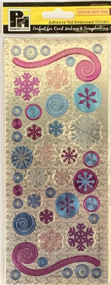 J344 Papermania Foil Embossed Stickers - Contemporary Snowflakes & Swirls