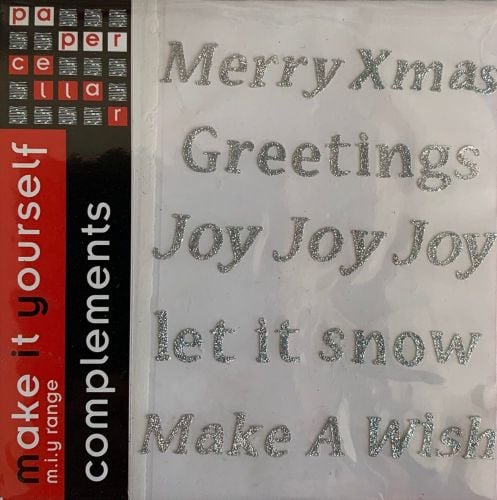 J322 Paper Cellar Complements - Silver Xmas Words Glitter