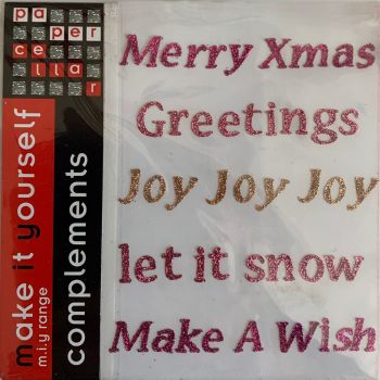 J323 Paper Cellar Make It Yourself Complements - Pink Xmas Words Glitter