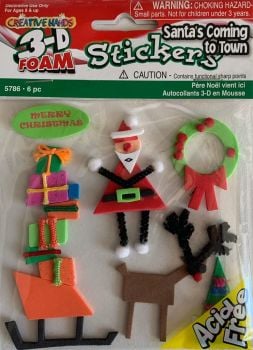 J348 Creative Hands 3-D Foam Stickers - Santa's Coming To Town