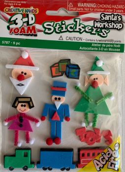 J349 Creative Hands 3-D Foam Stickers - Santa's Workshop