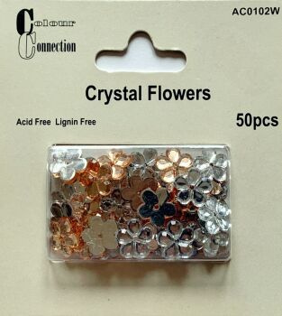 J216 Craftime Crystal Flowers - Salmon/Silver