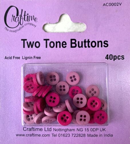 J221 Craftime Two-Tone Buttons - Mauves/Pinks