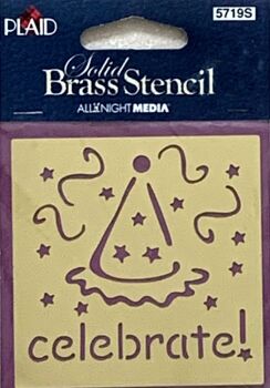 J182 All Night Media Solid Brass Stencil  - Celebrate