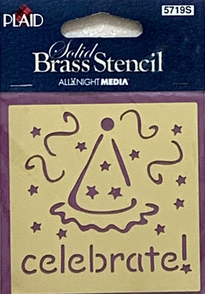 J182 All Night Media Solid Brass Stencil  - Celebrate