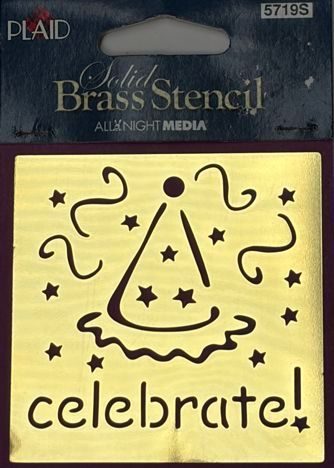 J182 All Night Media Solid Brass Stencil  - Celebrate