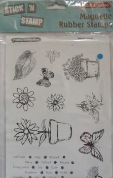 JT433 Rubbadubbadoo Stick 'n Stamp Magnetic Rubber Stamps - Floral