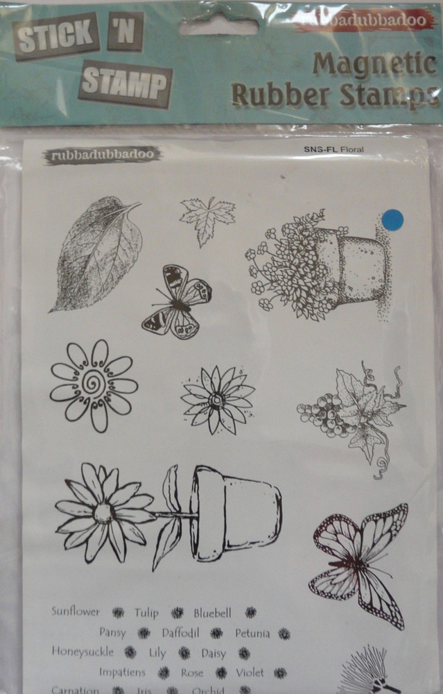 Rubbadubbadoo Stick 'n Stamp Magnetic Rubber Stamps - Floral