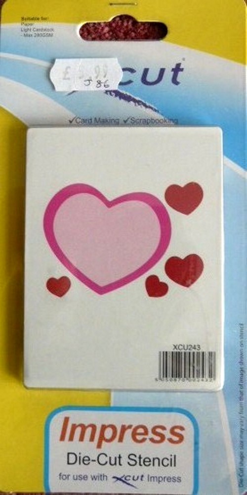 XCut Impress Embossing Stencil - Hearts