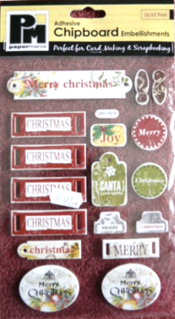 J299 Papermania Adhesive Chipboard Embellishments - Red