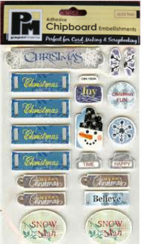 J300 Papermania Adhesive Chipboard Embellishments - Blue
