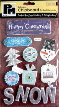 J301 Papermania Adhesive Chipboard Embellishments - Snow
