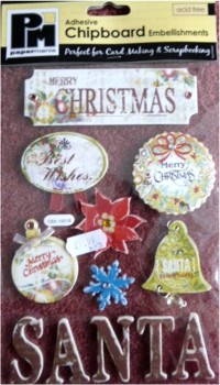 J303 Papermania Adhesive Chipboard Embellishments - Santa