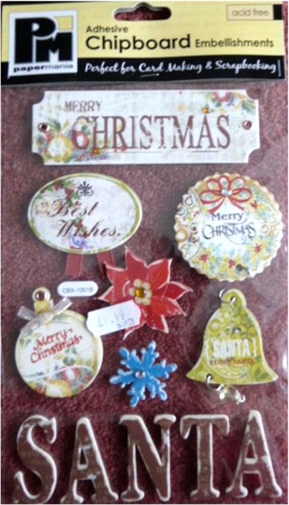 Papermania Adhesive Chipboard Embellishments - Santa