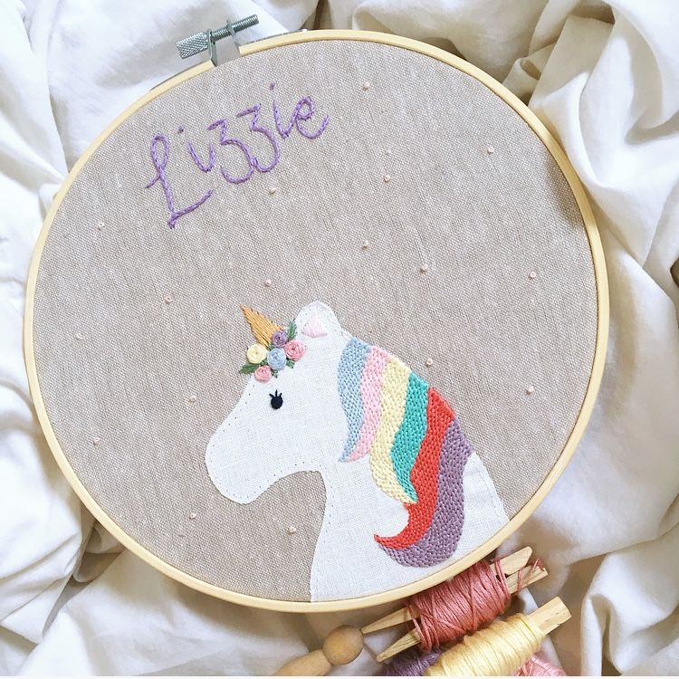 Custom Unicorn Embroidery Hoop
