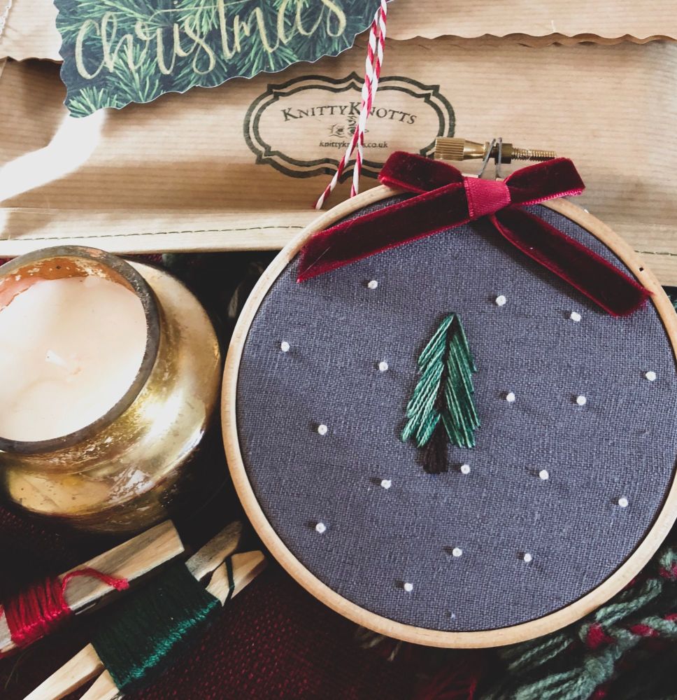Mini Christmas Tree Embroidery Hoop