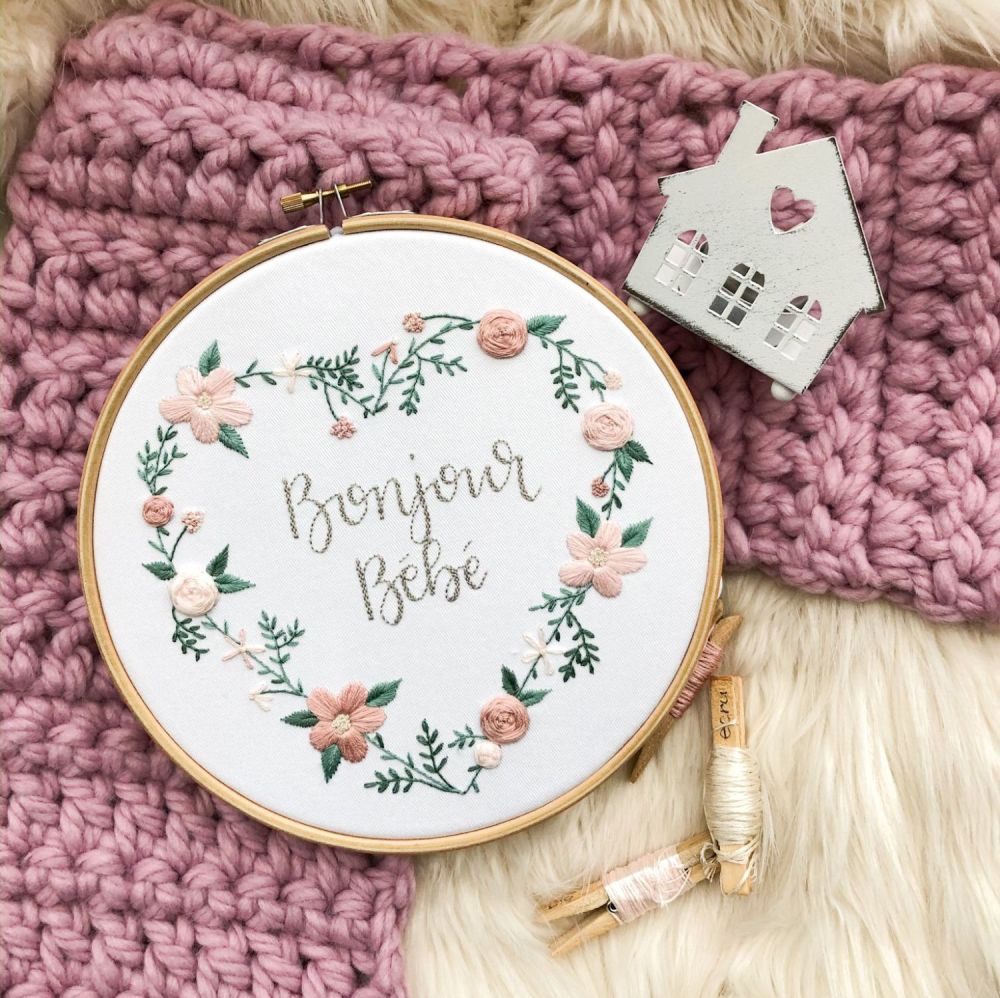 Full Floral Heart Embroidery Hoop 8