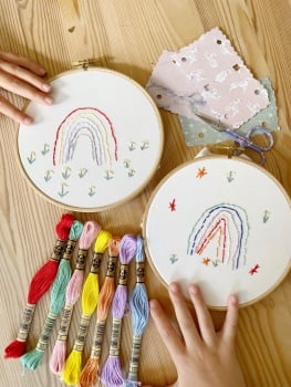 Children’s rainbow embroidery hoop kit