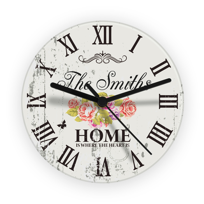 Shabby Chic Floral Glass Clock