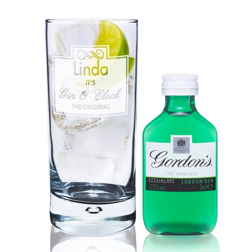 Gin O'Clock Hi Ball Bubble Glass & Mini Gin Set