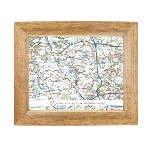 Postcode Map Wooden 10x8 Frame - Present Day With Message