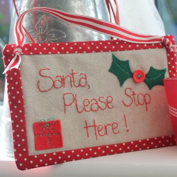 Santa Please Stop Here Hand Made Hanging Sign