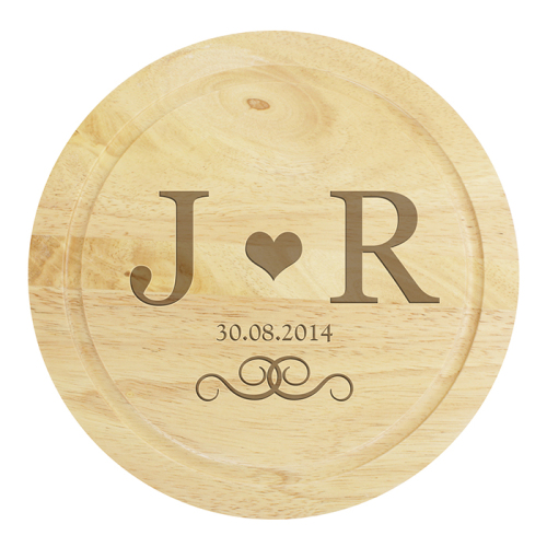 Monogram Large Chopping Board with Cheese Knives
