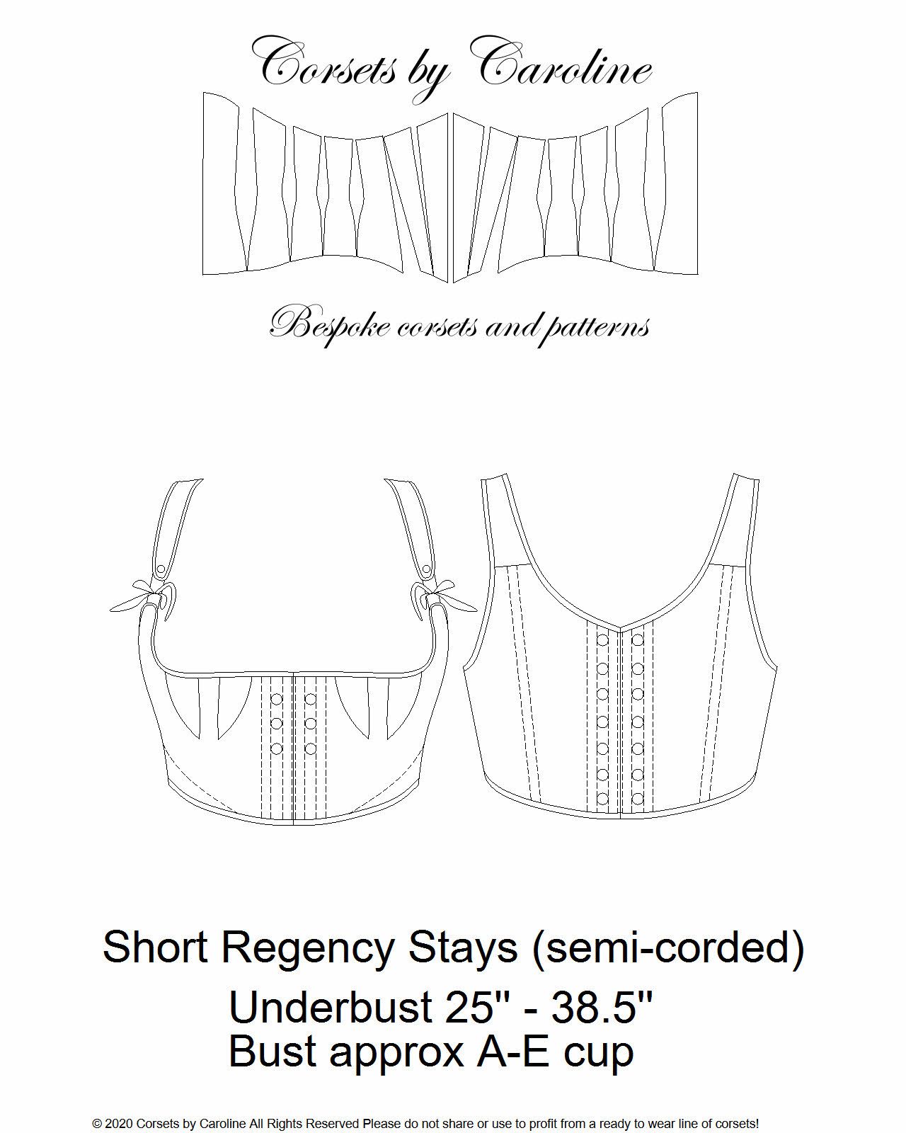 Regency Short Stays digital pattern (1810's)