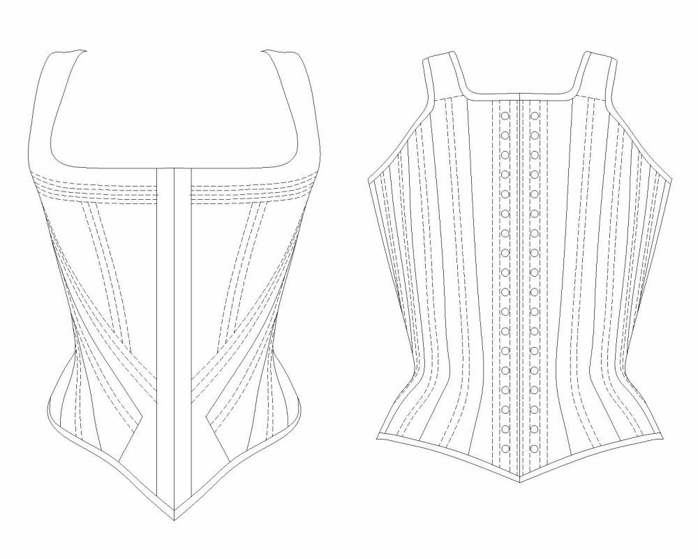 Conical corset is so cute and fits so well. This illustration is for  advanced designers only… you should be able to draft and sew cors