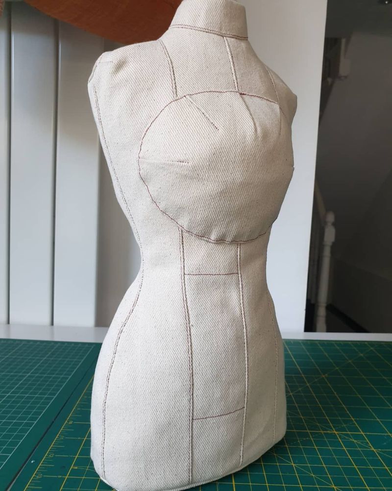 Edwardian half-sized corseted dress form