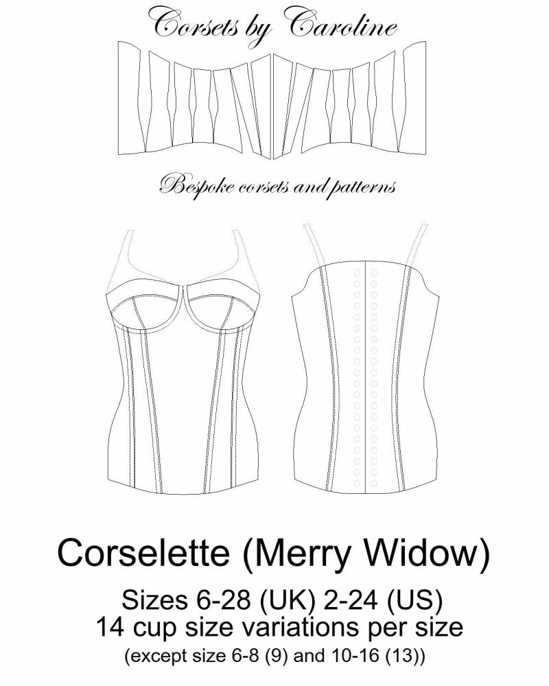 Merry Widow/ Corselette pattern sizes UK6 (US2) - UK28 (US24)