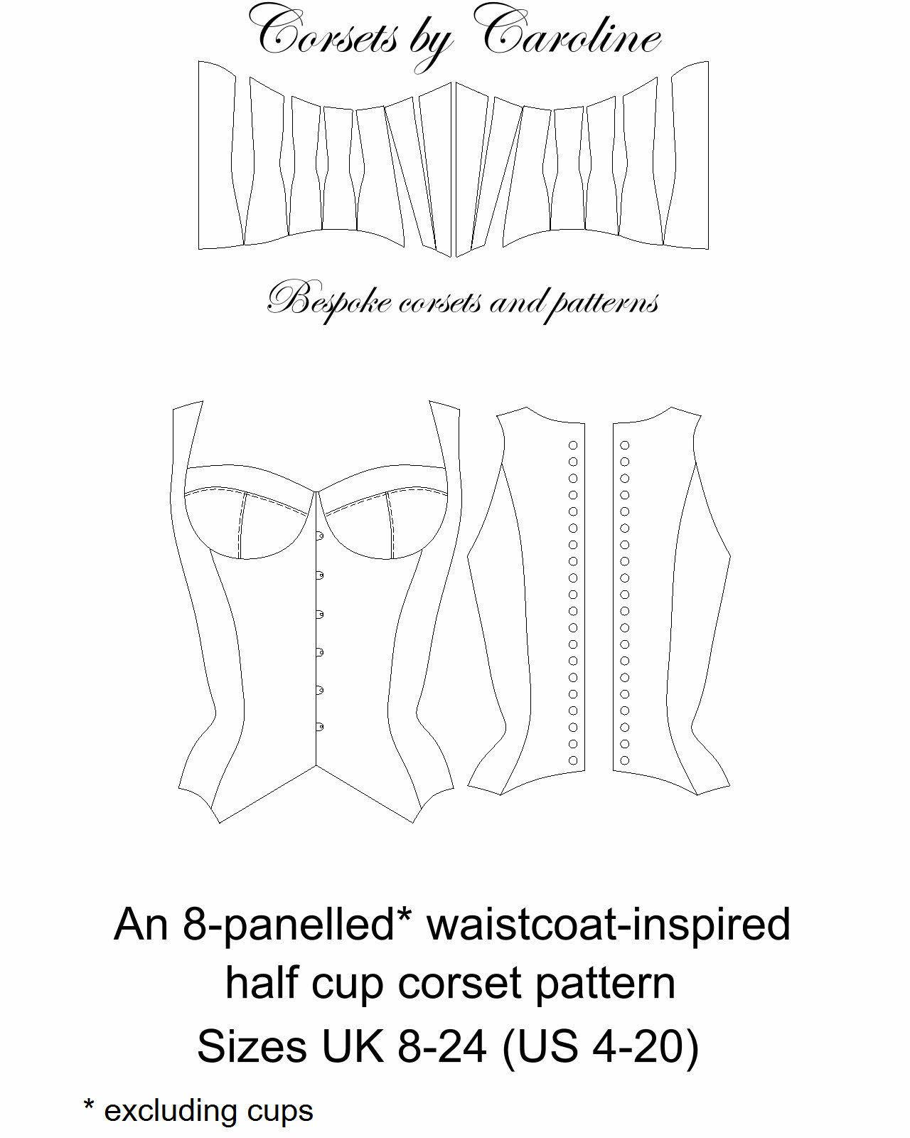 Cupped waistcoat pattern sizes UK8-24 US 4-20