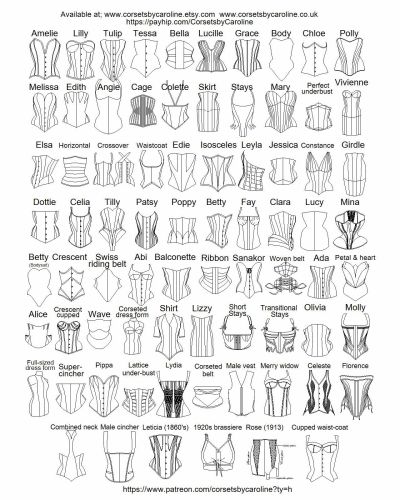 Corset patterns and one-off bespoke corsets from Corsets by Caroline