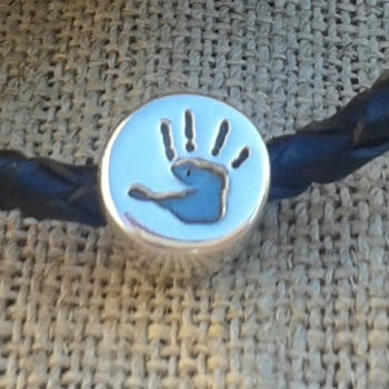 Handprint, footprint or paw print circular charm bead